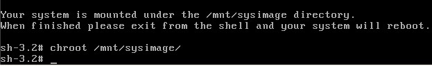 输入chroot /mnt/sysimage 进入管理员环境。