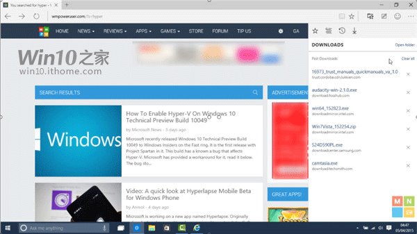 Win10预览版10051更新斯巴达浏览器新增下载管理器