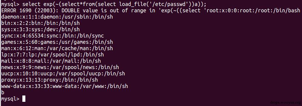 使用exp进行SQL报错注入