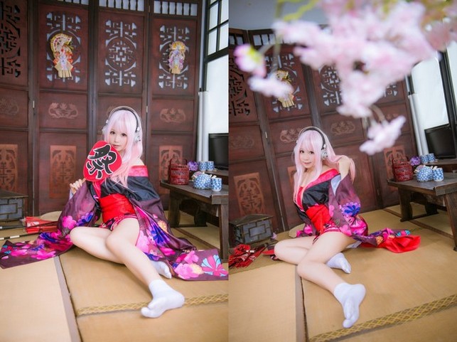 穿和服的性感索尼子Cosplay图片