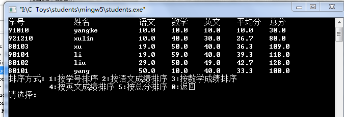 C语言学生成绩管理系统小设计