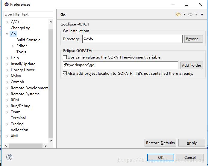 Eclipse C++配置go开发环境教程