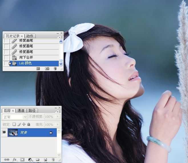 photoshop使用lab模式为偏暗的美女图片调出通透的阿宝色效果教程