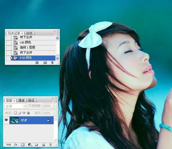 photoshop使用lab模式为偏暗的美女图片调出通透的阿宝色效果教程
