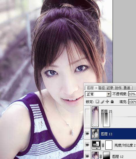 Photoshop如何为美女图片调制出粉嫩的淡紫色效果