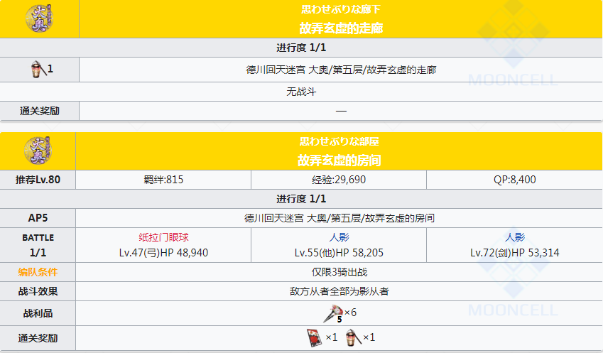FGO德川回天迷宮大奥探索关卡地图第五层副本攻略