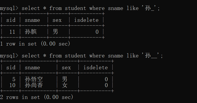 MySQL之where条件数据筛选