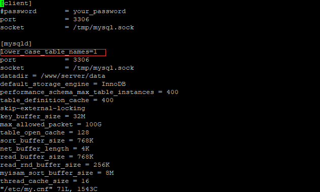 Linux下设置mysql不区分大小写