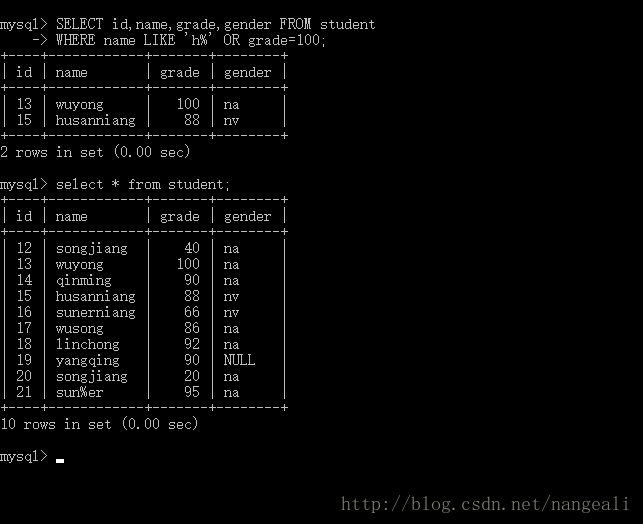 MySQL带OR关键字的多条件查询