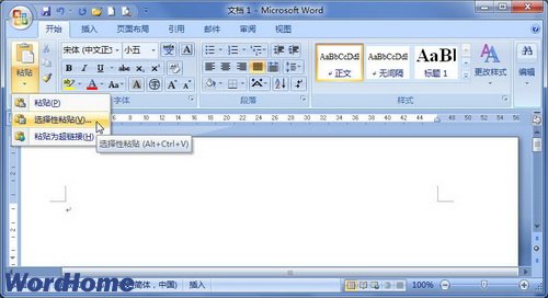 在Word2007中以粘贴链接形式链接文件