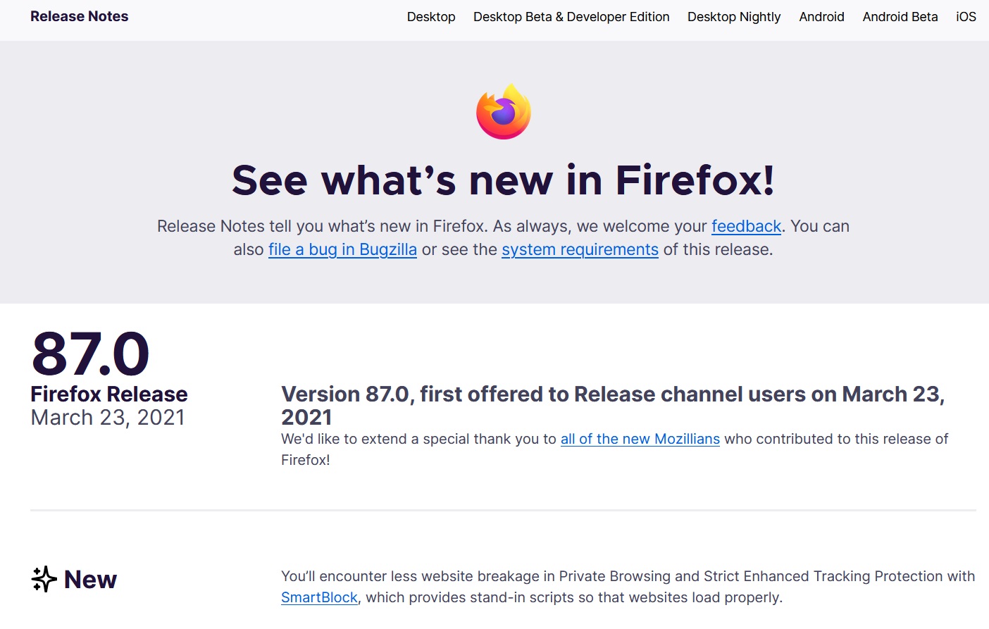 Firefox 火狐浏览器发布 87 版本更新 添加智能跟踪阻塞机制